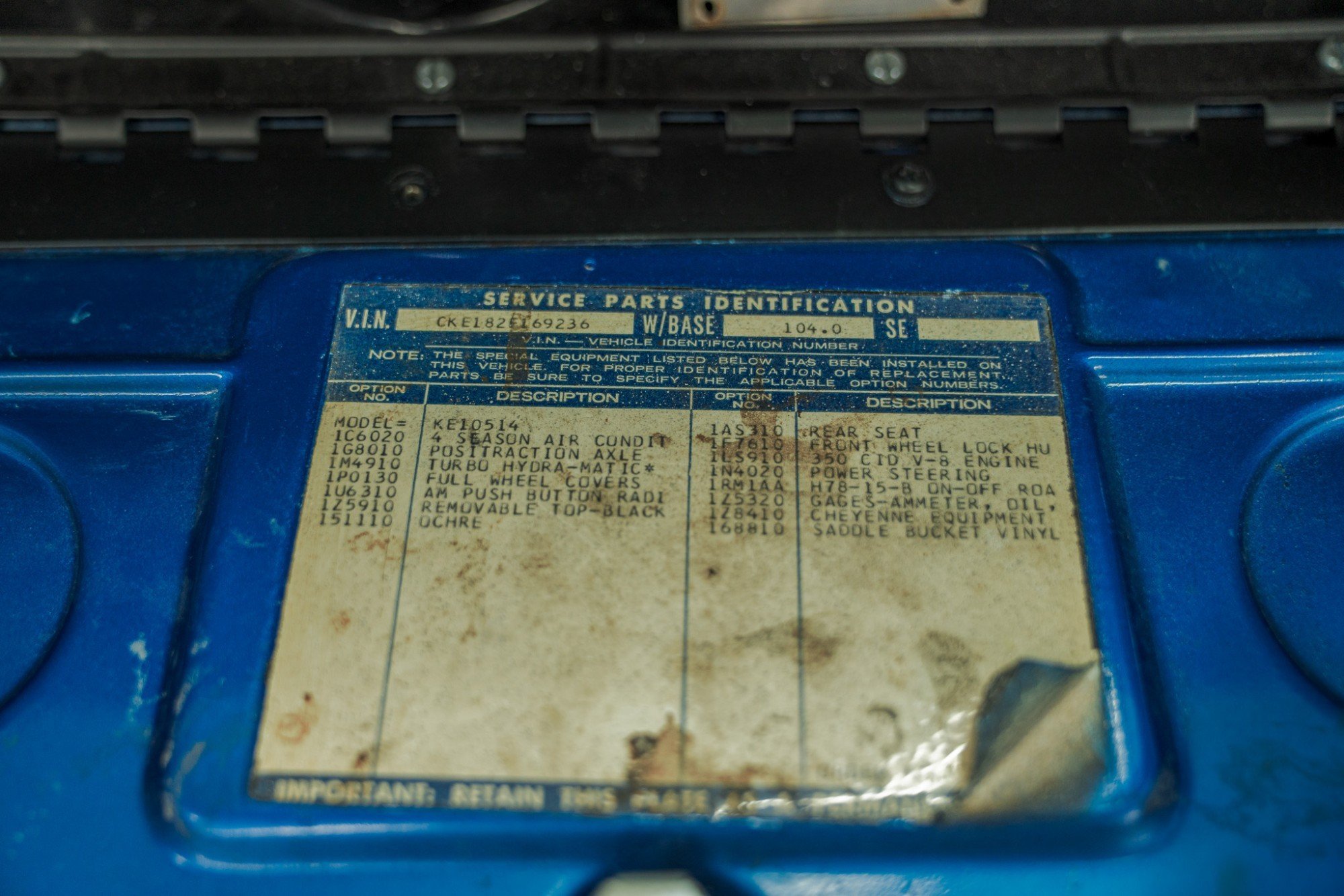 1972 Chevrolet Blazer CST in Blue, interior photo 26