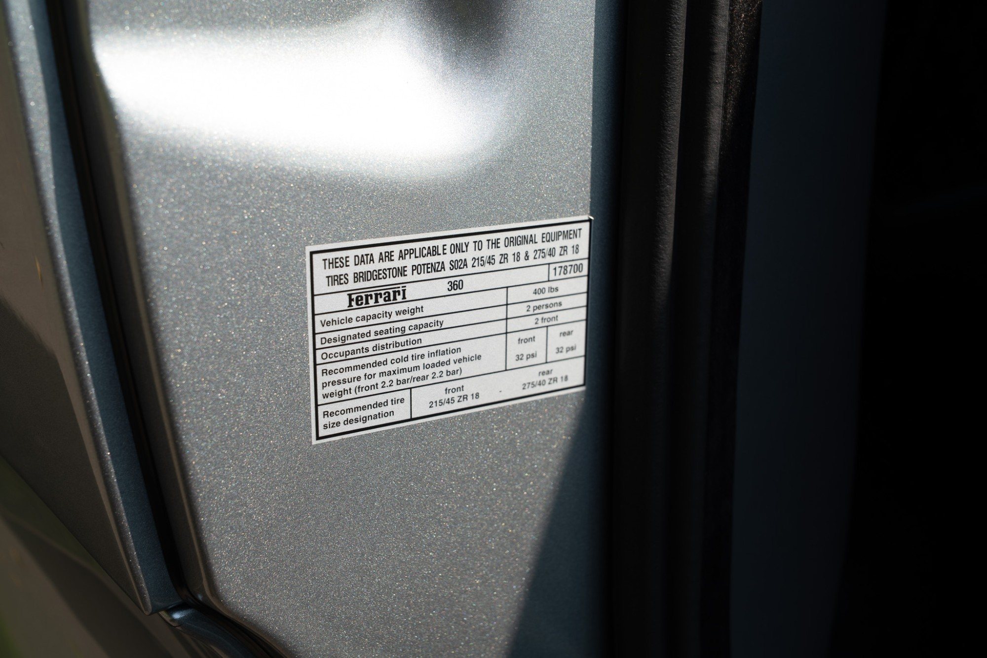 2000 Ferrari 360 Modena/Modena F1 in Grigio Titanio, interior photo 29