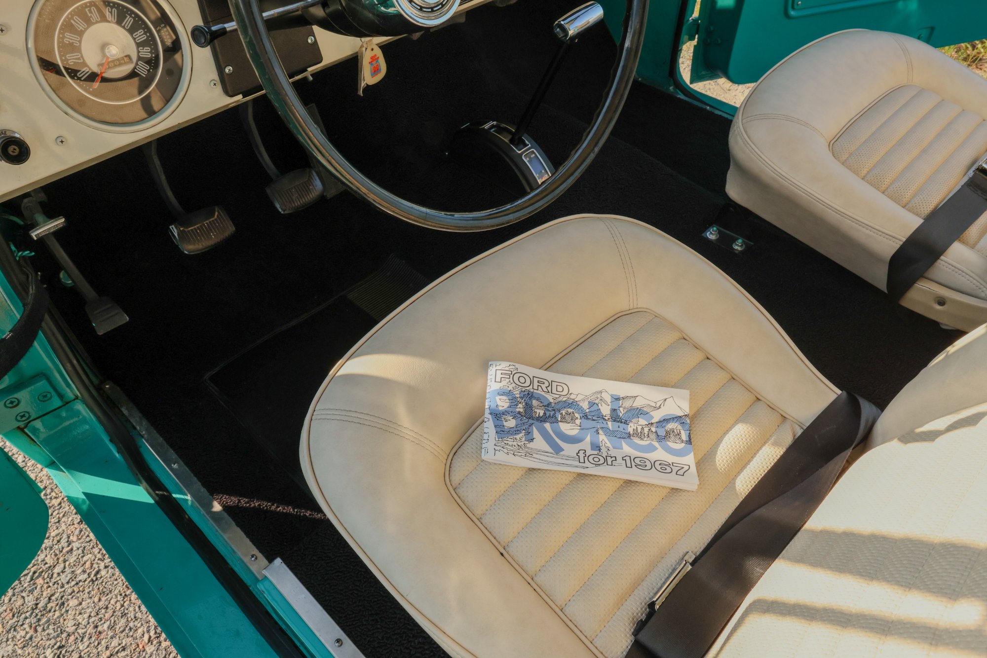 1967 Ford Bronco in Frost Turquoise Paint, interior photo 21