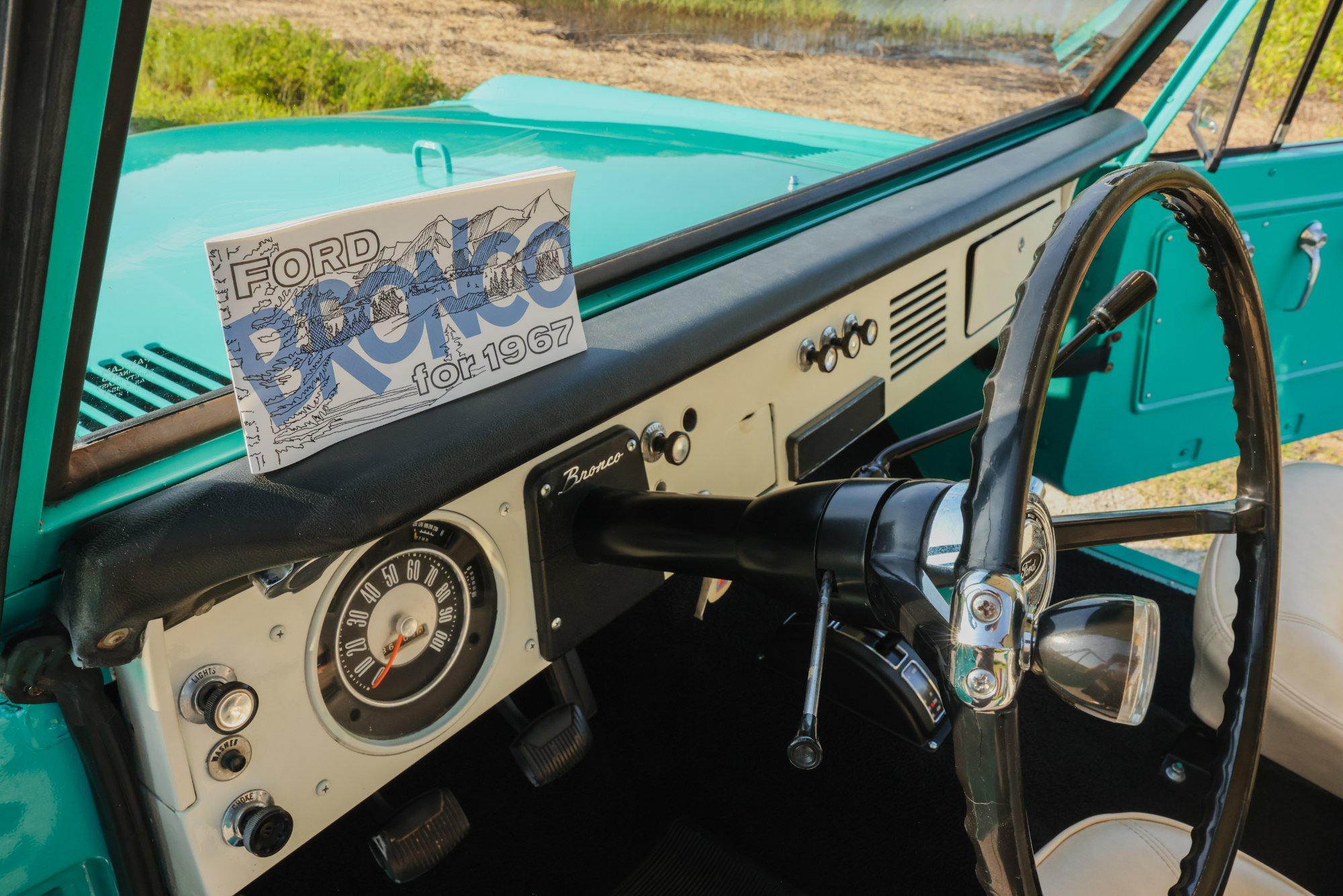 1967 Ford Bronco in Frost Turquoise Paint, interior photo 26